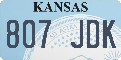 KS license plate 807JDK