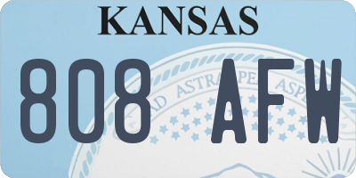 KS license plate 808AFW