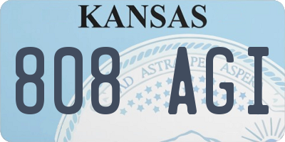 KS license plate 808AGI
