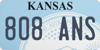 KS license plate 808ANS