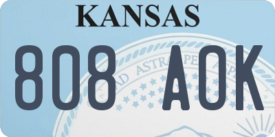 KS license plate 808AOK