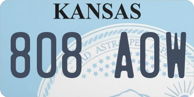 KS license plate 808AOW