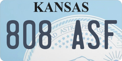 KS license plate 808ASF