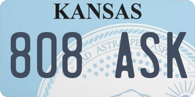 KS license plate 808ASK