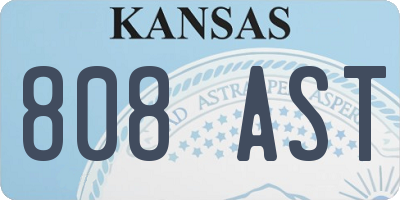 KS license plate 808AST