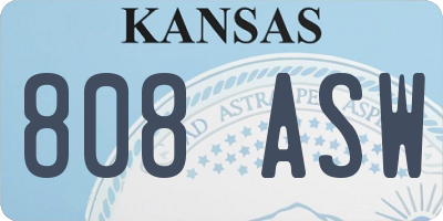 KS license plate 808ASW