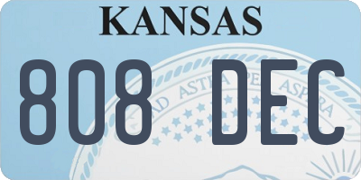 KS license plate 808DEC