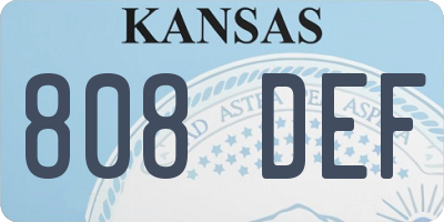 KS license plate 808DEF