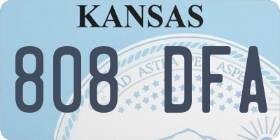 KS license plate 808DFA