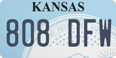 KS license plate 808DFW