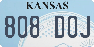 KS license plate 808DOJ