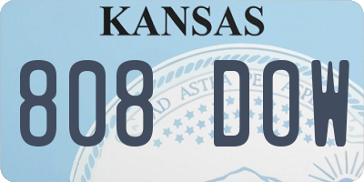 KS license plate 808DOW