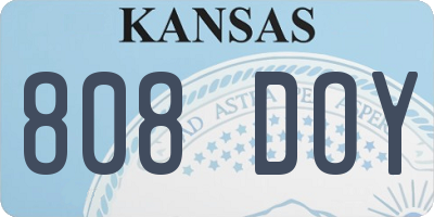 KS license plate 808DOY
