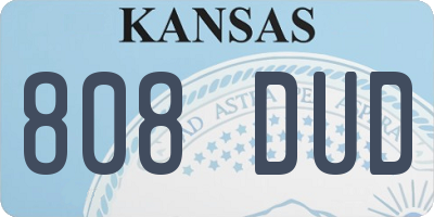 KS license plate 808DUD