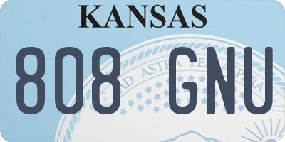 KS license plate 808GNU