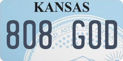 KS license plate 808GOD