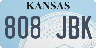 KS license plate 808JBK
