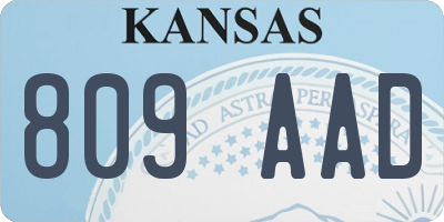 KS license plate 809AAD