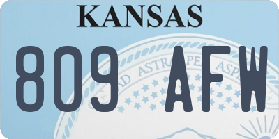 KS license plate 809AFW