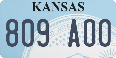 KS license plate 809AOO