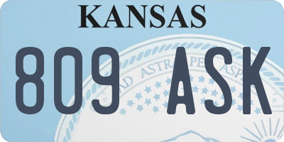KS license plate 809ASK