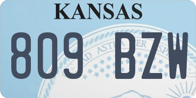 KS license plate 809BZW