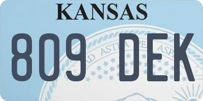 KS license plate 809DEK