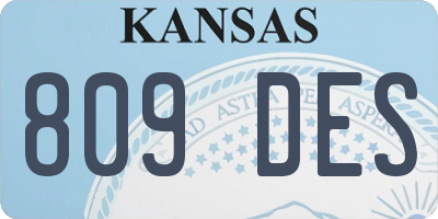 KS license plate 809DES