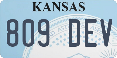 KS license plate 809DEV