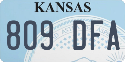 KS license plate 809DFA