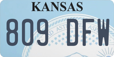 KS license plate 809DFW