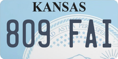 KS license plate 809FAI