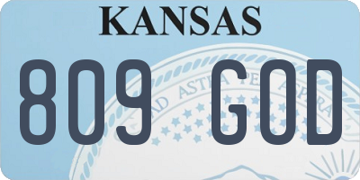KS license plate 809GOD