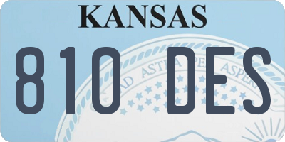 KS license plate 810DES
