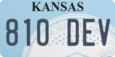 KS license plate 810DEV