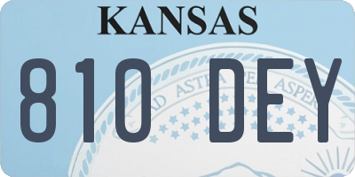 KS license plate 810DEY