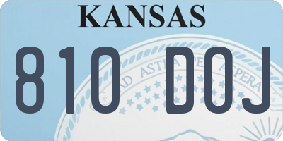 KS license plate 810DOJ