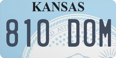 KS license plate 810DOM