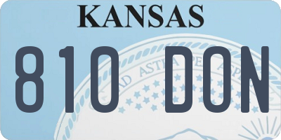 KS license plate 810DON