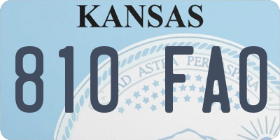 KS license plate 810FAO
