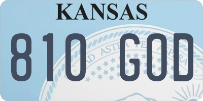 KS license plate 810GOD
