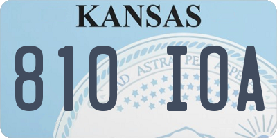 KS license plate 810IOA