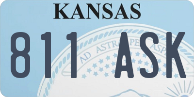 KS license plate 811ASK