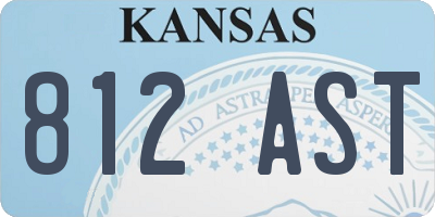KS license plate 812AST