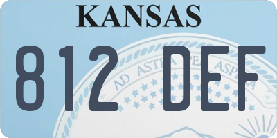 KS license plate 812DEF
