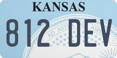 KS license plate 812DEV