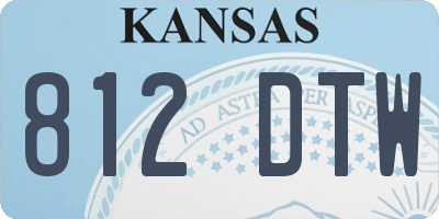 KS license plate 812DTW