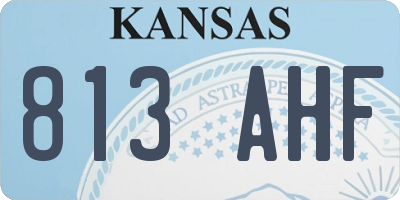 KS license plate 813AHF