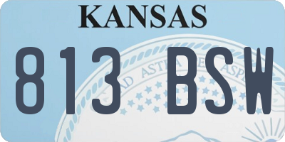 KS license plate 813BSW