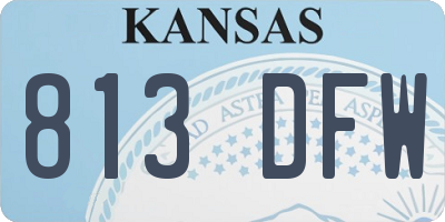 KS license plate 813DFW